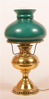 Rayo "Junior" Brass Lamp with Overlay Shade.