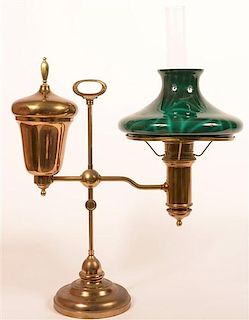 Edward Miller & Co. Brass Student Lamp.
