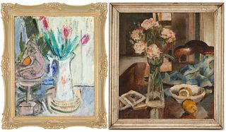 2 Floral O/C Still Life Paintings, incl. Ludwig Jacobsen