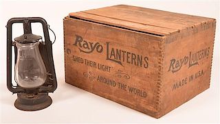Rayo No. 0 Hot Blast Lantern and Box.