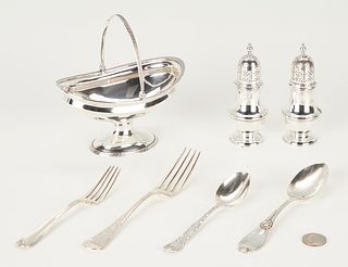 7 Pcs. Tiffany & Co. Sterling Silver, incl. 19th c. Basket, Flatware