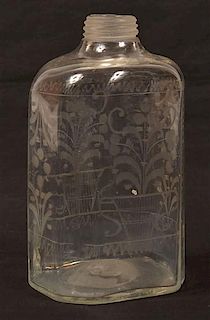 Blown Colorless Glass Case Bottle.