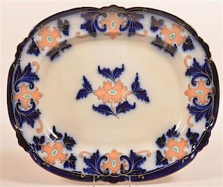 Early Flow Blue Staffordshire China Large Platter.