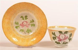 Yellow Spatter Adams Rose Cup and Saucer.