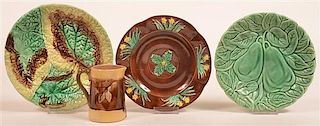 Four Various Pieces of Majolica Pottery.