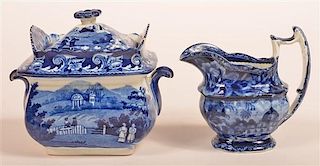 Two Pieces of Staffordshire Blue Transfer China.