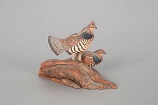 Miniature Ruffed Grouse Pair, Allen J. King (1878-1963)