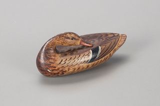 Exceptional Miniature Preening Mallard Hen, Charles H. Perdew (1874-1963)