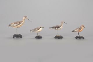 Set of 22 Miniature Shorebirds, A. Elmer Crowell (1862-1952)