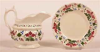 Two Pieces of Staffordshire Foliate Dec. China.