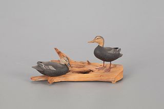 Miniature Black Duck Pair on Branch, Brig. Gen. Chester deGavre (1908-1993)