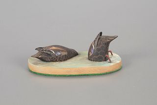 Miniature Feeding Black Duck Pair, Brig. Gen. Chester deGavre (1908-1993)
