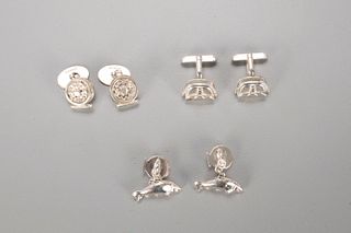 Three Sets of Sterling Silver Cuff Links