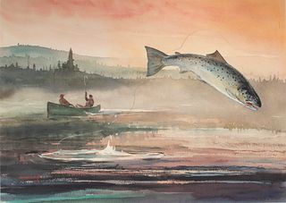 Chet Reneson (b. 1934), Landlocked Salmon Fishing