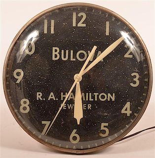 Bulova "R.A. Hamilton, Jeweler" Wall Clock.