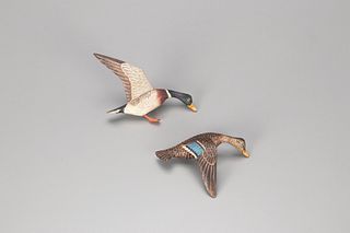Miniature Flying Mallard Pair, A. Elmer Crowell (1862-1952)