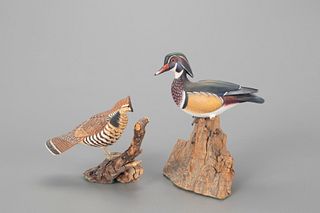 Miniature Wood Duck and Grouse, William L. Schultz (1923-2009)