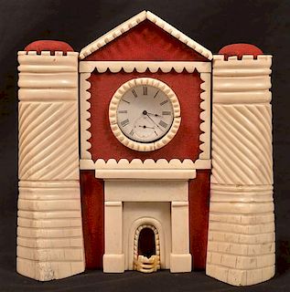 Ivory Clock Tower with Early Pocket Watch.