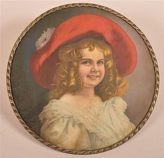 Girl with Red Hat and Lace Dress Flue Cover.