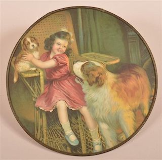 Girl with Puppy and Saint Bernard Flue Cover.