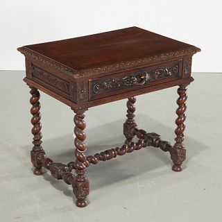 Louis XIII style carved oak side table