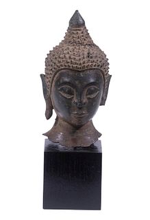 16TH C. THAI BRONZE HEAD OF BUDDHA