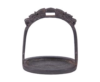 CHINESE IRON STIRRUP WITH SILVER INLAY
