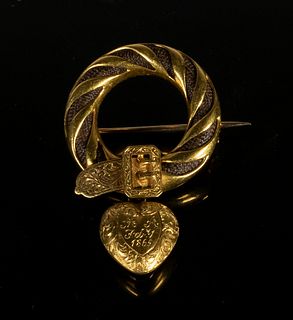 GOLD MOUNTED HAIR BROOCH