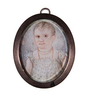 MINIATURE PORTRAIT OF A CHILD WITH A MASONIC BACKING
