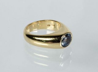 LADIES 18K GOLD AND SAPPHIRE RING