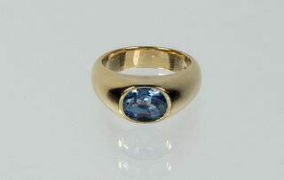 LADIES 18K GOLD AND SAPPHIRE RING