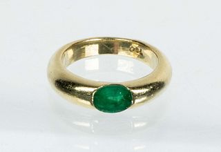 LADIES 18K GOLD AND EMERALD RING