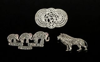 STERLING SILVER & MARCASITE BROOCHES