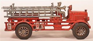 Hubley Cast Iron Ladder Truck with Driver.