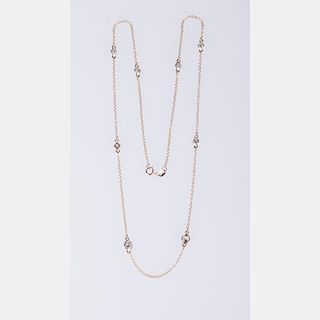 A 14kt. Yellow Gold and Diamond Necklace,