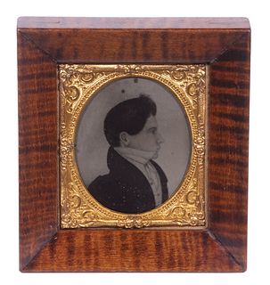 AMBROTYPE OF A MINIATURE PORTRAIT BY RUFUS PORTER (MA/CT, 1792-1884)