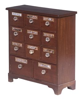 19TH C. WOODEN APOTHECARY COUNTERTOP CABINET