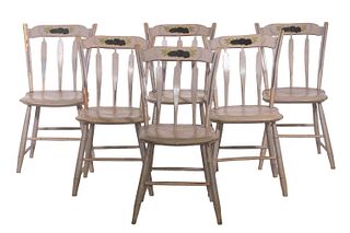 SET OF (6) PAINTED COUNTRY CHAIRS
