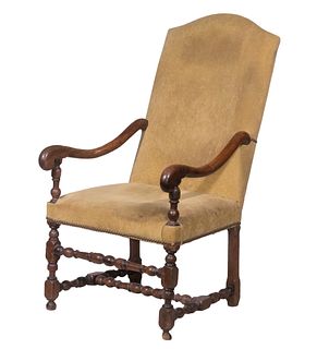 PERIOD WILLIAM AND MARY UPHOLSTERED COURT CHAIR