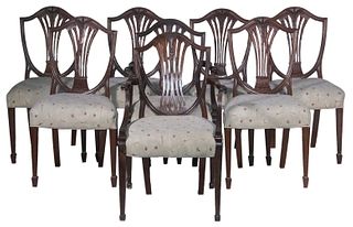 HEPPLEWHITE SHIELD BACK DINING CHAIRS