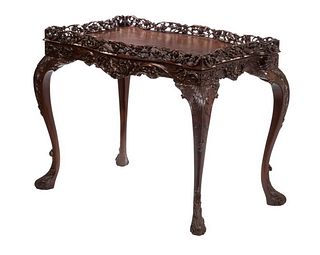 SMALL IRISH CHIPPENDALE CARVED TABLE