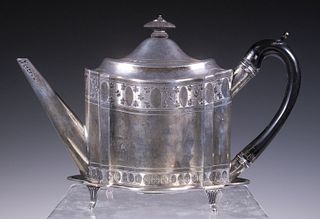 ENGLISH SILVER TEAPOT ON STAND