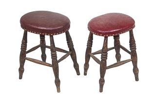 LEATHER TOPPED STOOLS