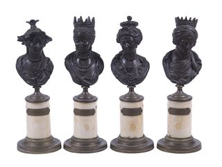 FRENCH BRONZE BUSTS DEPICTING THE CONTINENTS