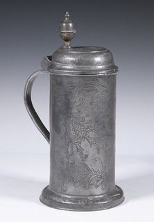 DATED 1760 AUSTRIAN COVERED PEWTER BEER STEIN