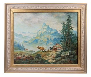ALPINE LANDSCAPE SIGNED 'T. LE ZURCHER" AND DATED 1892