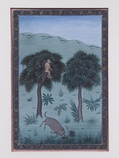 18TH C. INDIAN GOUACHE OF AN ALLEGORICAL TALE