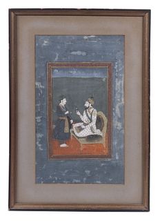 INDIAN MINIATURE OF A SHAH WITH AN ATTENDANT