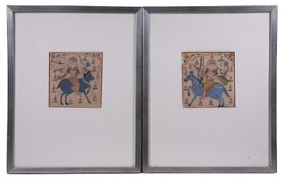 PAIR OF INDIAN 15TH-16TH C. GOUACHES OF DIETIES