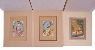 GROUP OF (3) 20TH C. INDIAN WATERCOLOR MINIATURES